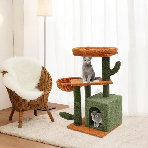 Cat Tree, Cat Tower for Indoor Cats,Cat Scratching Climbing Frame,2 Luxurious cat condo with Adjustable Large Hanging Baskets