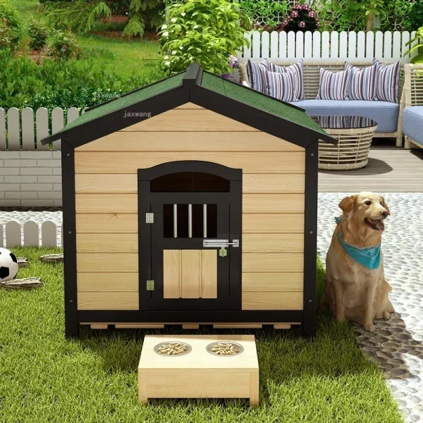 Outdoor Balcony Puppy Villa Solid Wood Dog House 4 Seasons Universal Kennels pet Supplies Waterproof Cats Litter Dogs Cages