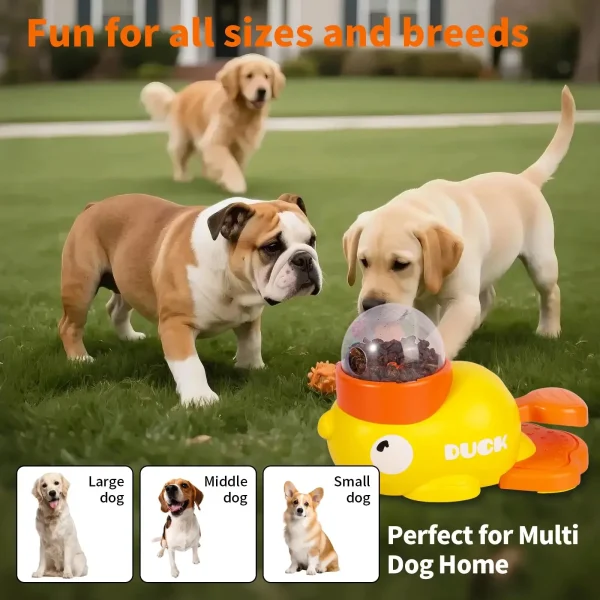 Dog Cat food Feeder Cartoon Duck Design Pet Snack Puzzle Feeder Anti-Slip Puppy Automatic Dog Cat Food Dispenser Toy