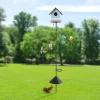 Metal and Iron Outdoor Bird Feeder Tray with Hooks Adjustable Bird Feeding Pole with Squirrel Proof Baffle