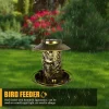 Solar Bronze Metal Tray Bird Feeder LED Lamp Hanging Metal Solar Energy Bird Feeders IP55 Waterproof Outside/Garden Decoration
