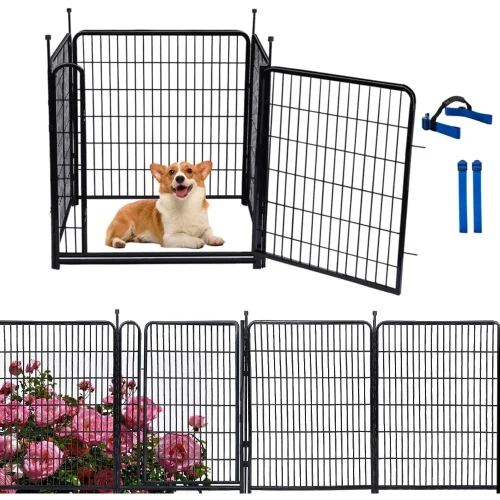 54 in(H) Dog Fences for The Yard, 4 Panels Total 8.9 Ft Long, Gate 21 Inches Wide ill, Houses, Kennels