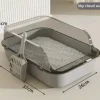 kf-Sf244fb13a56f4775996f21662661a6a6y Kitty Sandbox Cat Litter Box Semi-enclosed Splashproof Cat Tray Cat Toilet Cleaning Basin Supplies Pet Toilet Kitten Tray Bedpan