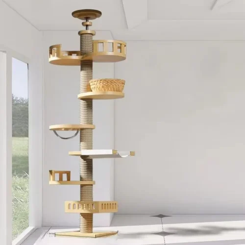 Solid Wood Cat Climbing Frame Vertical Pet Toy Cat Scratching Board Multifunction Large Cats Villa Climbing Pillar Tree House