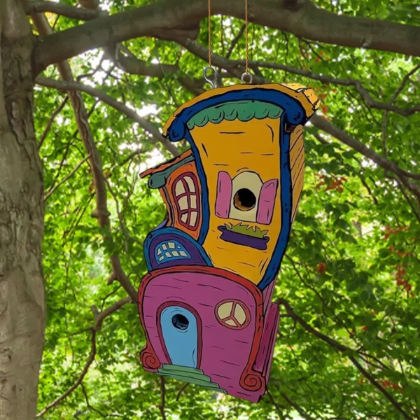 Wooden Bird House with Perch Cute Small Nesting Box Breathable Warm Bird Resting Place for Home Garden Patio Decor