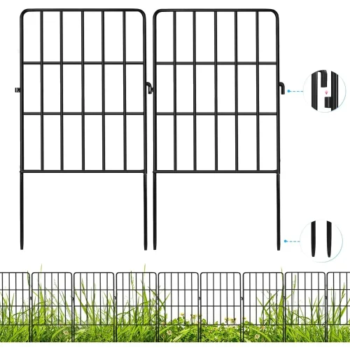 24 Ft (L) X 24 in (H) Black Square Rustproof Metal Fence, Animal Barrier Fence for Small Dog, Houses, Kennels