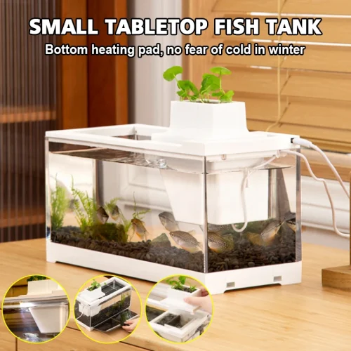 Mute Heating Feeding Household Aquarium ropical Fish Tank Small Desktop Fish Tank Guppy Lamp Fish And Shrimp Filter