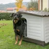 Durable Outdoor Dog House with Fold-Out Porch Waterproof Anti-Shock Plastic Healthy Ventilation Easy Assembly Large Size