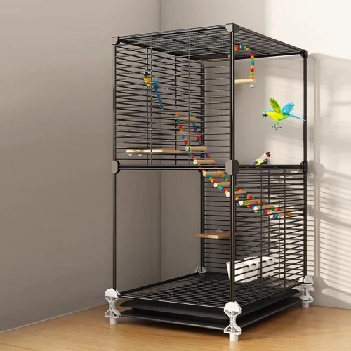Myna Bird Cage Budgie Thrush Special Cage Black Phoenix Acacia Bird Anti-Splash Food Household Large Iron Bird Cage