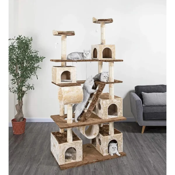 Go Pet Club Huge 87" Tall Cat Tree House Climber Furniture with Swing