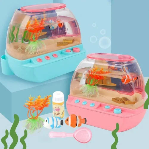 Creative Artificial Aquarium Toy Cartoon Light Up LED Light Up Tank Electric Lovely Music Interactive Aquarium Toys Home