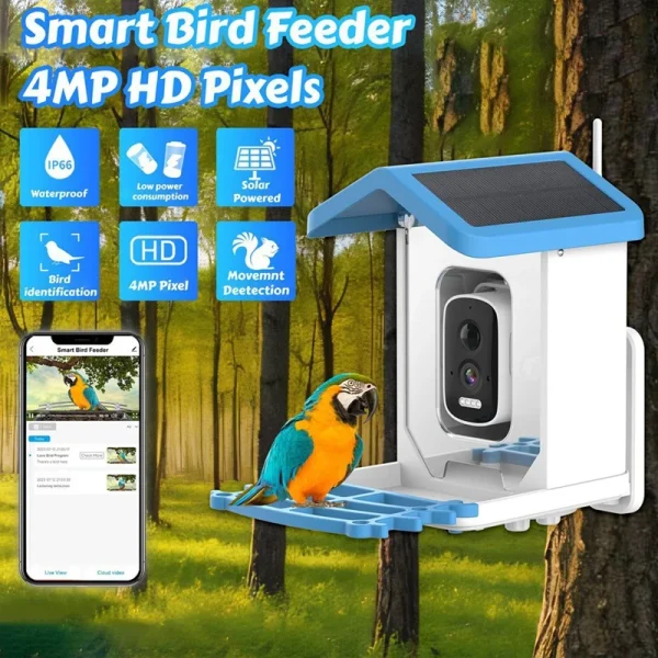 LJL-Smart Bird Feeder 5MP HD AI Bird Recognition Solar Feeder Low Power Bird Feeder