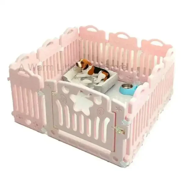 kf-Sfc611d1a57dd460eb63e1964ddd33cf82 Modern Plastic Dog Houses Safety Dog Fence Home Pet Cat Kennel Small Dogs Indoor Isolation with Toilet Dog Cage Pet Supplies