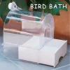 Clear Parrot Bathtub Shower Box Bird Bathtub with Screw Hooks Hanging Bird Bath Bird Bowl Bird House For Small and Medium Birds