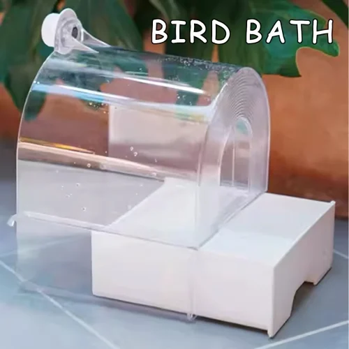 Clear Parrot Bathtub Shower Box Bird Bathtub with Screw Hooks Hanging Bird Bath Bird Bowl Bird House For Small and Medium Birds