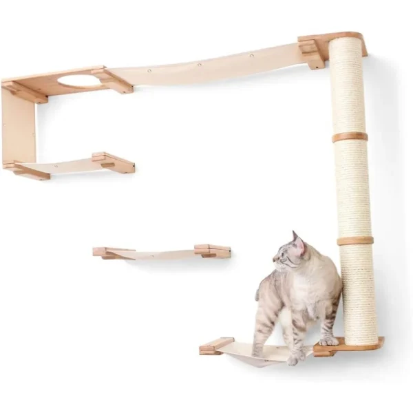 CatastrophiCreations Climb - Multiple-Level Cat Hammock & Climbing Activity Center, 36 x 56 x 12 Inches, Natural Bamboo/Natural