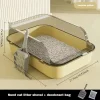 Cat Litter Box High Side Thicken Semi Enclosed Splashproof with Removable Scoop Large Capacity Easy Clean Cat Toilet Supplies