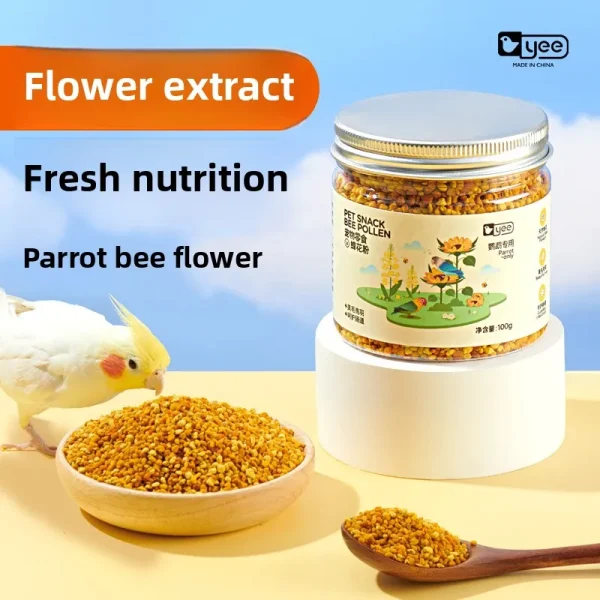 YEE Pollen Power Bites - Bee Pollen & Seed Training Treats for Budgies & Small Parrots | Feather Glow Formula with Omega